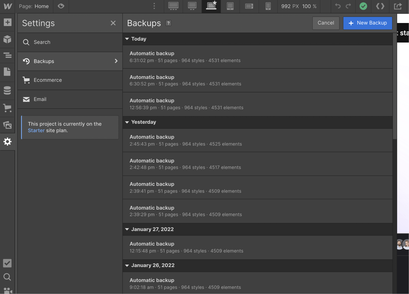 Backups - Codely X Webflow Template