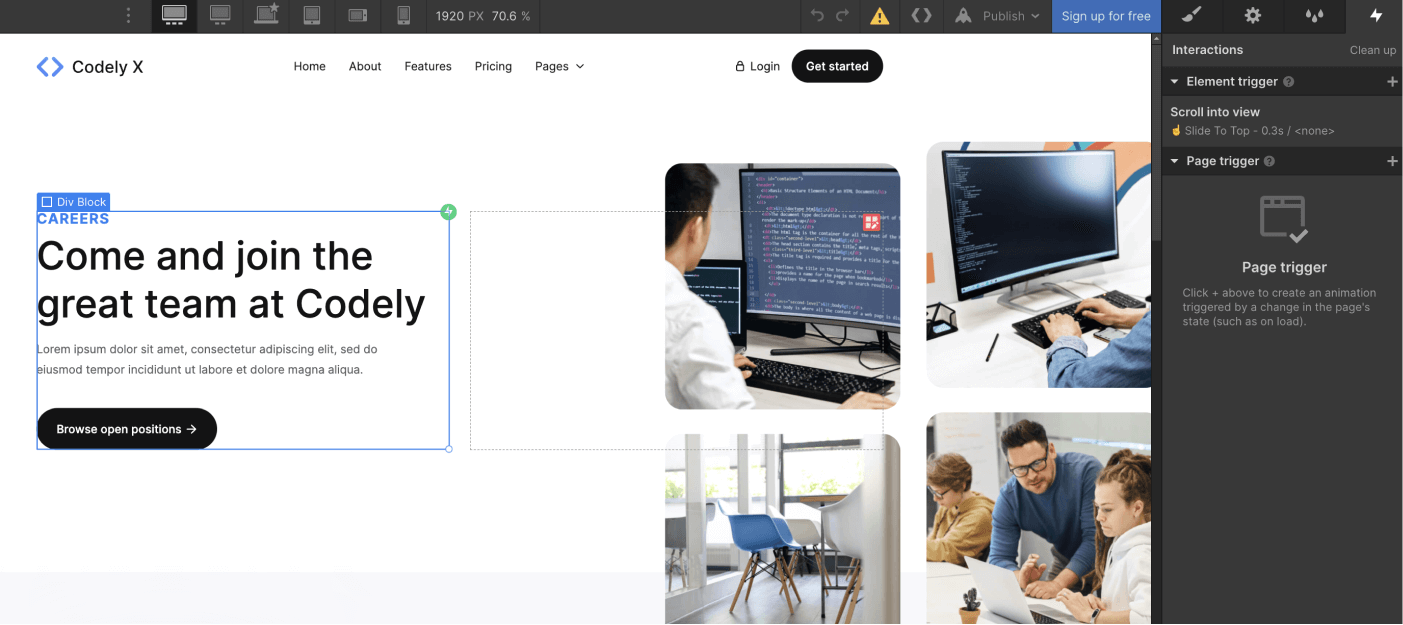 Animations - Codely X Webflow Template