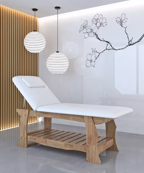Photo d'un cabinet, avec une table de relaxation
