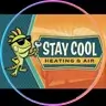 Stay Cool Heating & Air logo with a cartoon lizard wearing sunglasses holding a wrench.