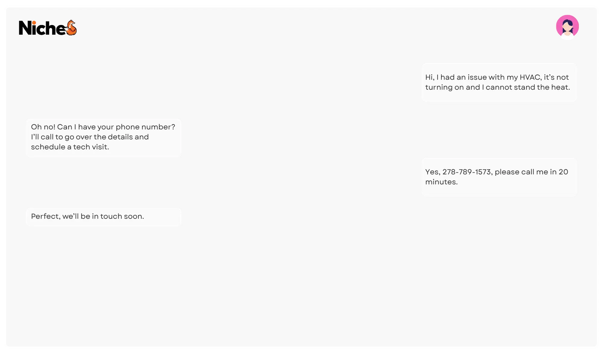 Niche AI chat demo for HVAC repair support