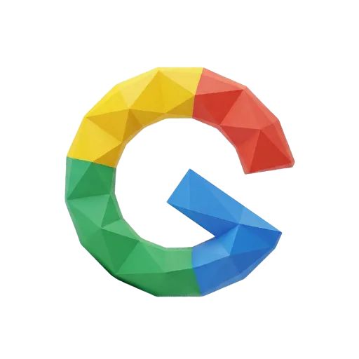 Low poly capital G in red yellow green and blue. The graphic represents Google as a connected source within LSA Integration for Niche AI and Niche and Leads.