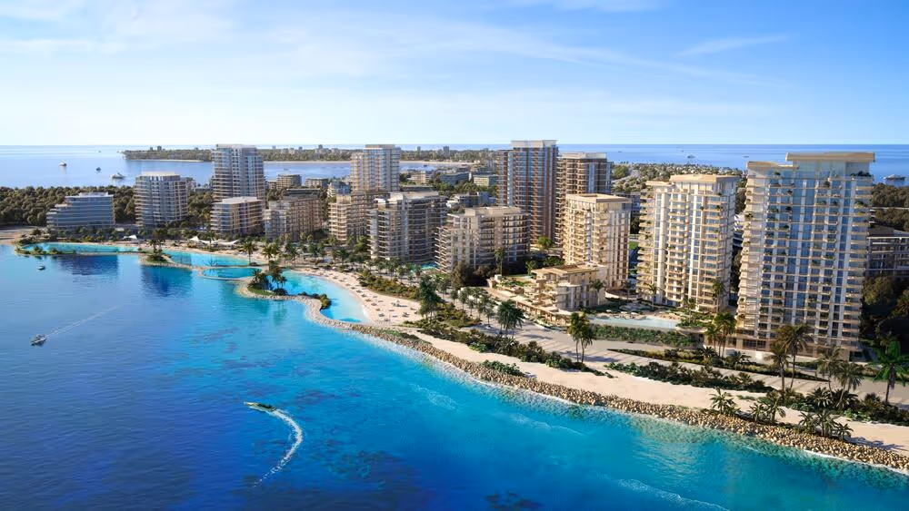 Nakheel Immobilienprojekt in Dubai – Luxuswohnungen direkt am Strand mit türkisfarbenem Wasser