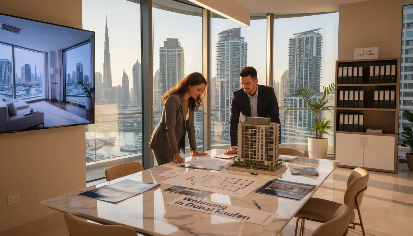 Eine moderne 2-Zimmer-Wohnung in Dubai, die luxuriösen Lebensstil und atemberaubende Ausblicke auf die Skyline der Metropole bietet. Diese Immobilie ist ideal für den Kauf einer Wohnung in den Vereinigten Arabischen Emiraten, um ein neues Zuhause in der pulsierenden Stadt zu schaffen.