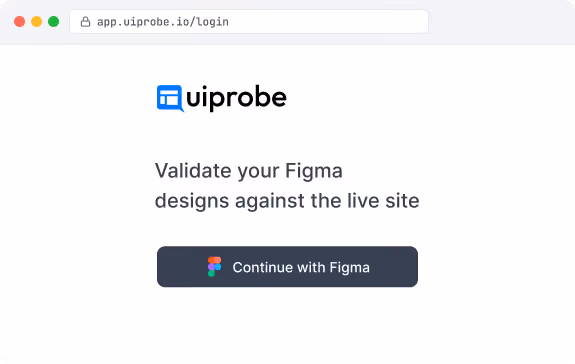 Uiprobe login screen with Continue with Figma button