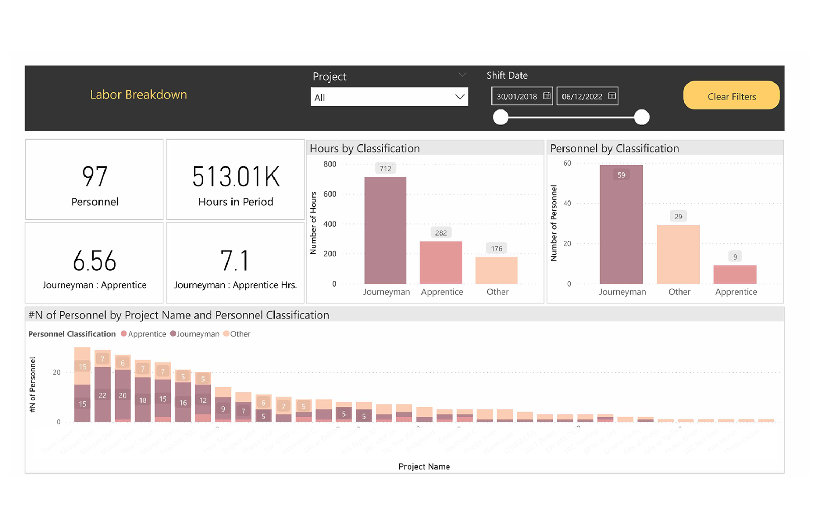 Dashboard showing staff allocation, field-to-office staff ratio, and workload distribution.
