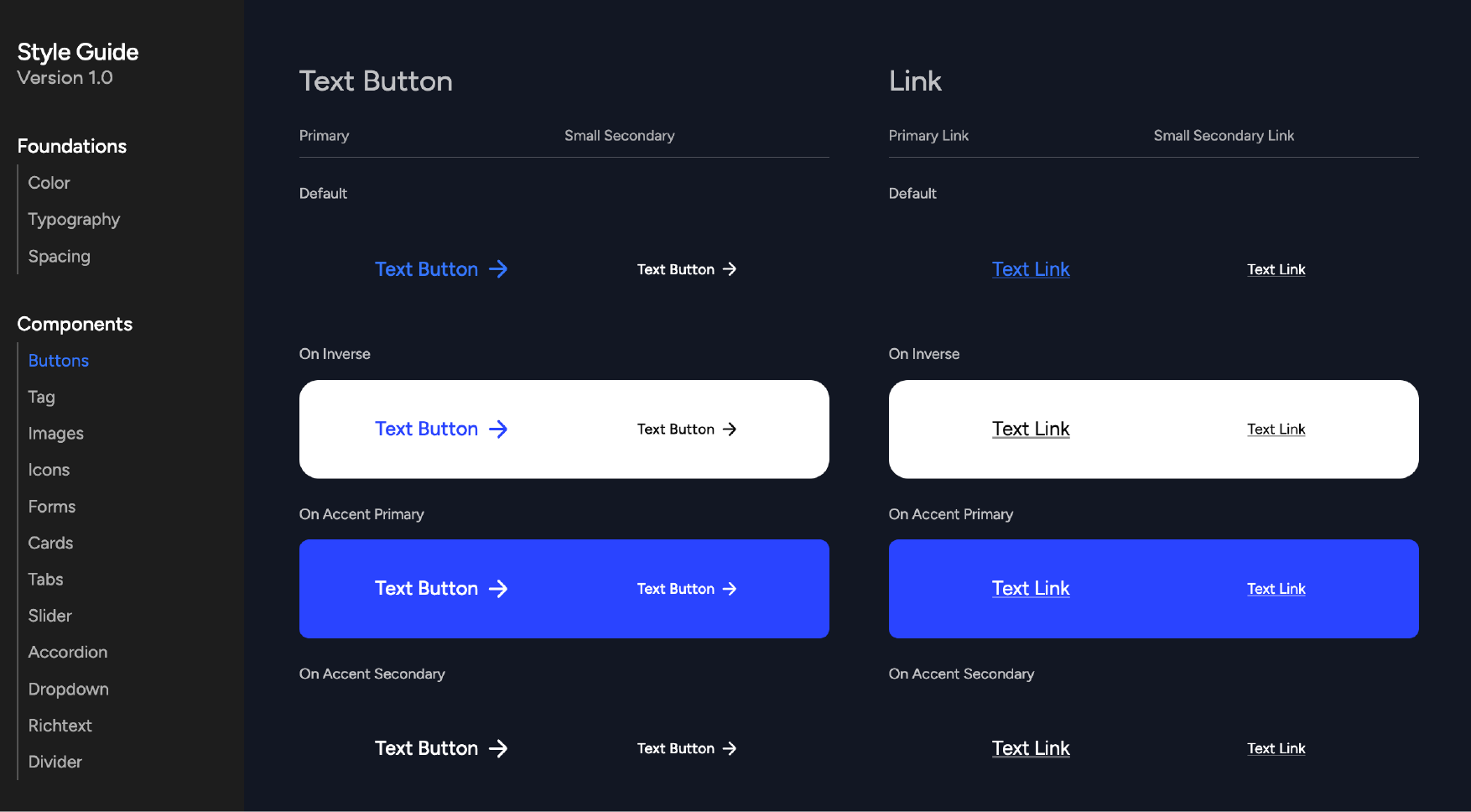 Text button style guide standards