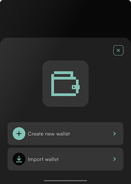Image demonstrating how to create a wallet in the app.
