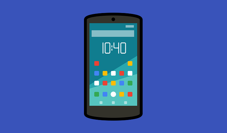 Clipart of a smart phone on the home screen
