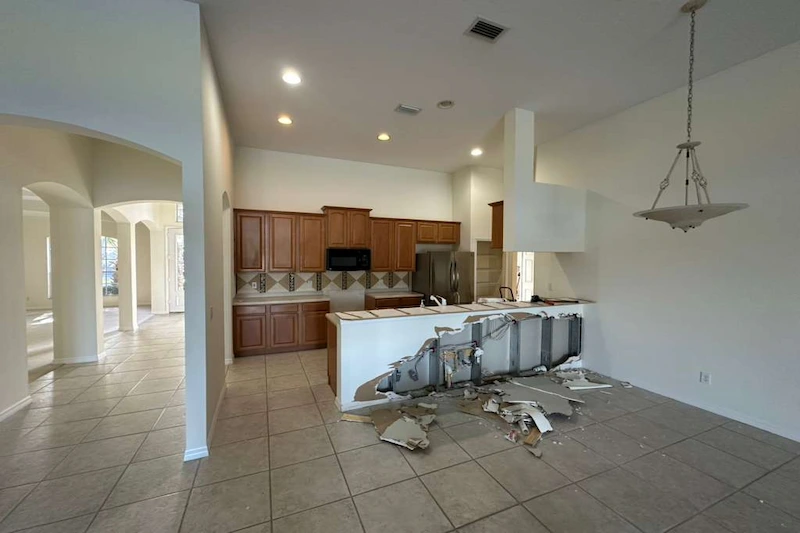 Bedroom before finish carpentry, with plain walls and missing trim details