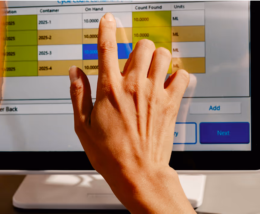 Doctor using fingerprint security in the CUBEX cabinet