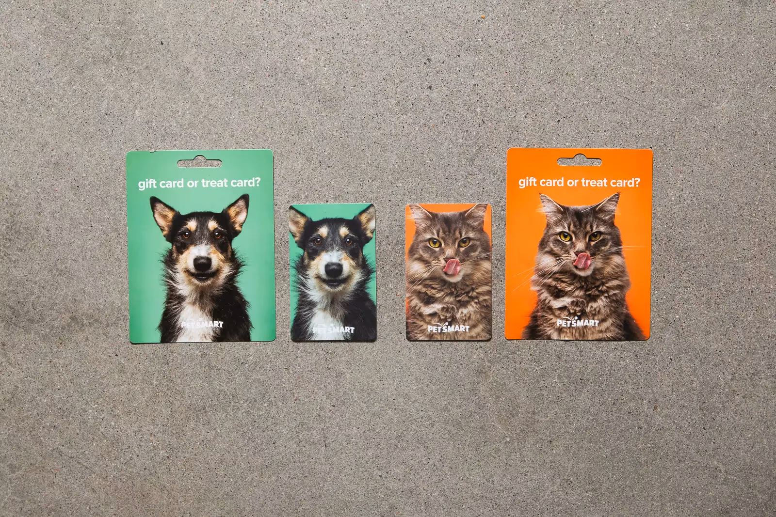 PetSmart gifcards separated from their backing.