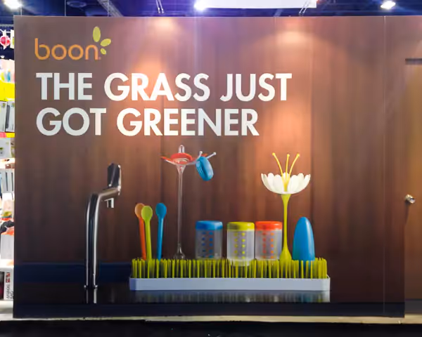 Boon tradeshow display showing a large lifestyle print.