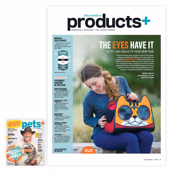 Pets+ Magazine feature on the Catysmile Cat Carrier by Primetime Petz