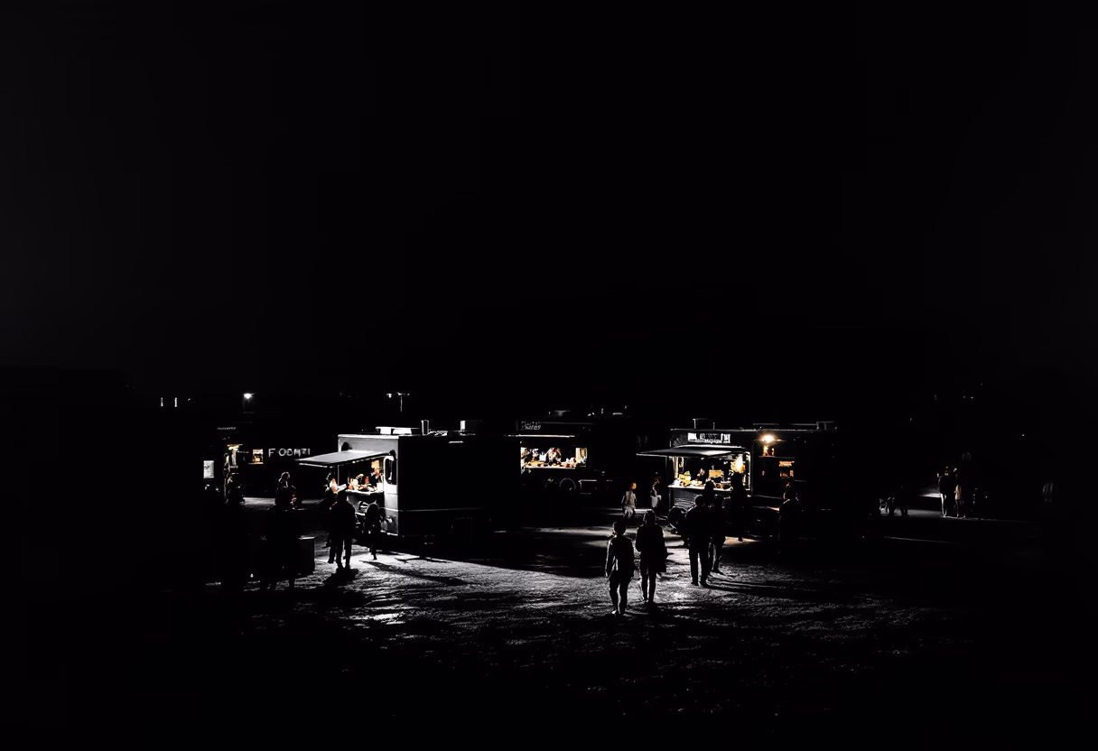 [background image] image of bustling food truck scene