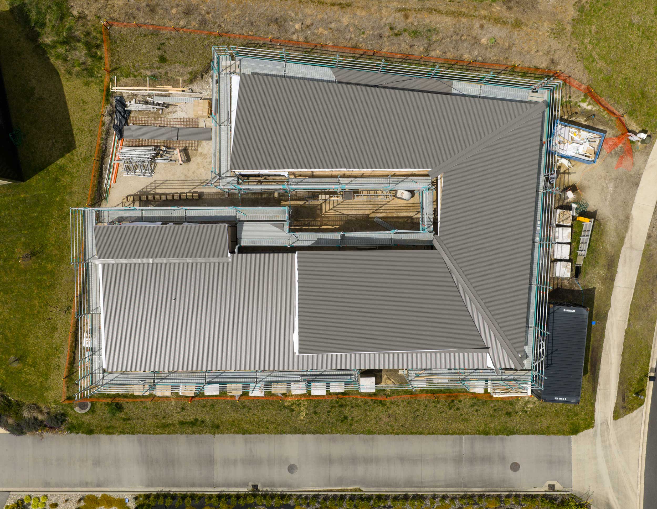 An aerial view of the roof designed by Architects Object Office in Kinloch.