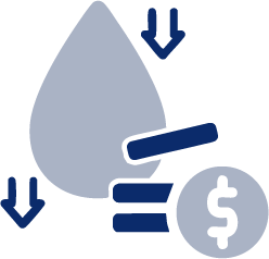 “50% lower cost per liter” ResinTech marketing graphic.
