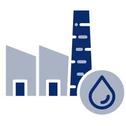 Factory and bar chart with water drop icon