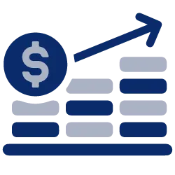 Dollar sign with rising bar chart icon