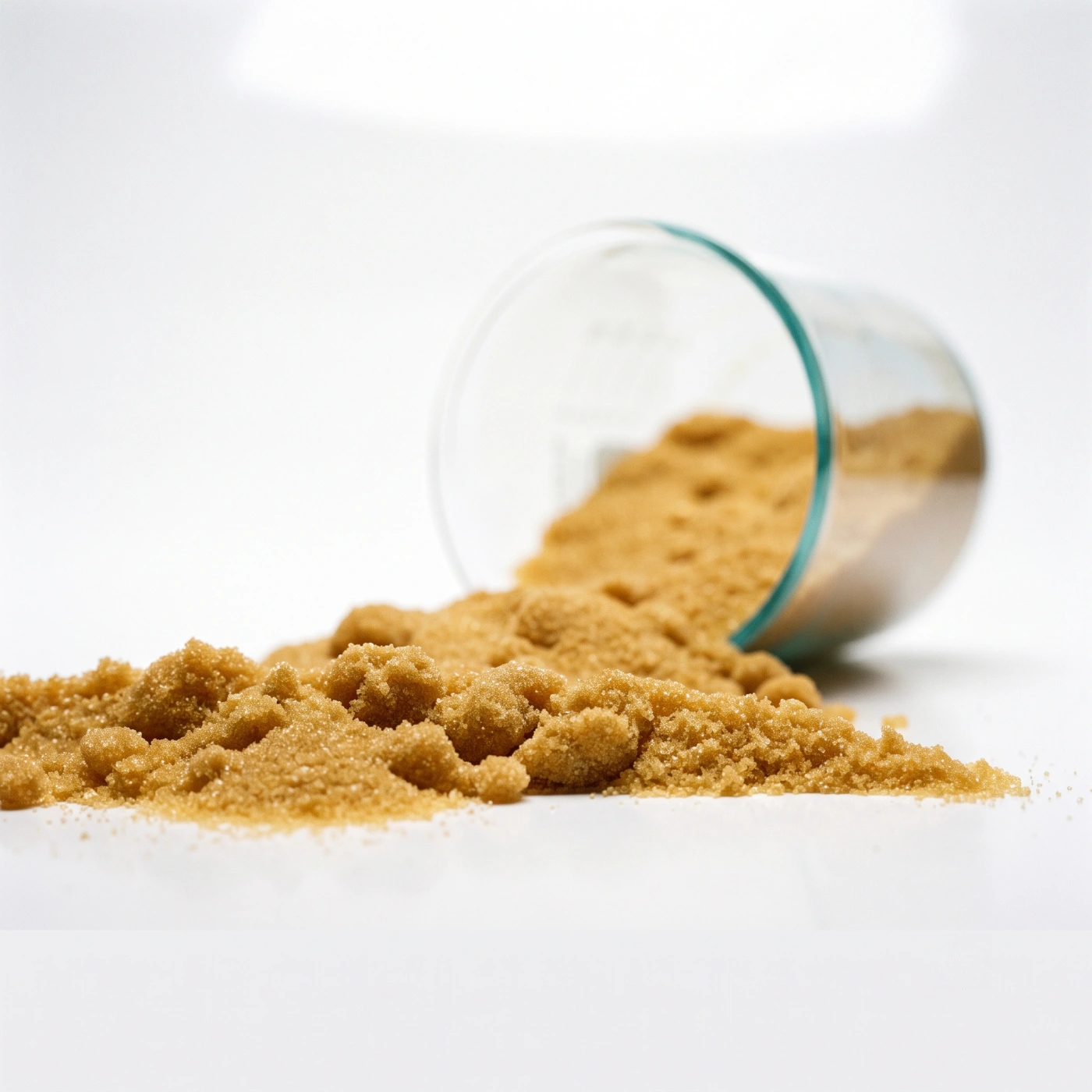 Orange-brown resin powder spilling from a dish