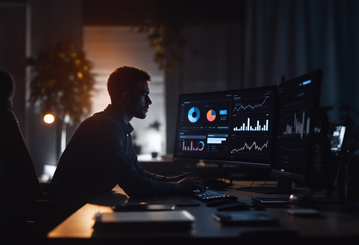 image of business professional reviewing analytics (for a hr tech)