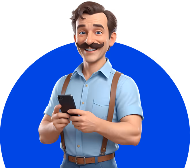 Manuel houd een telefoon vast