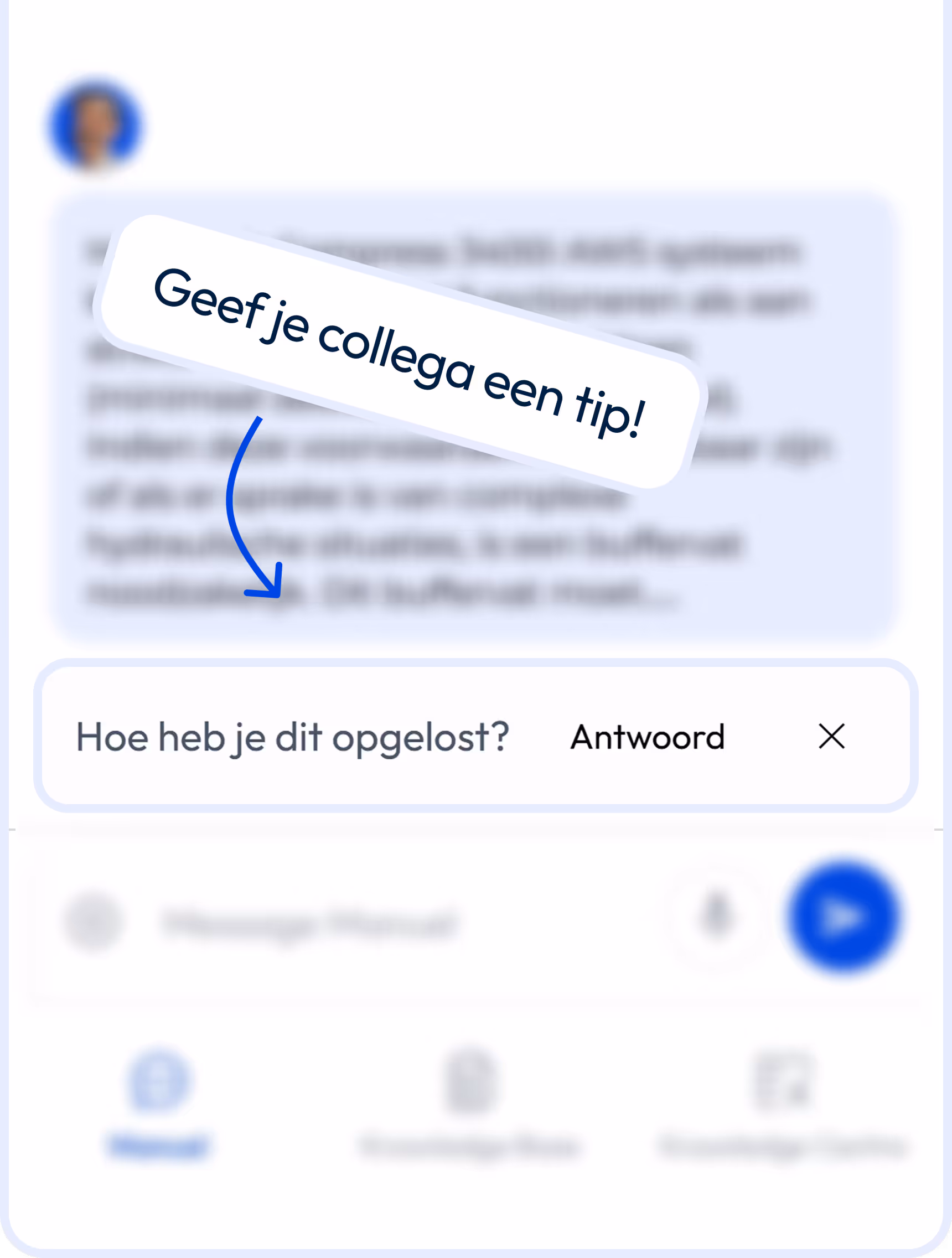 mockup van Feedback geven in de Manuel app