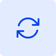 Blauwe pijlen die een cirkelvormige vernieuwingsactie aangeven tegen een lichtblauwe achtergrond.