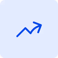 Blauwe opwaartse pijl die groei of toename symboliseert.