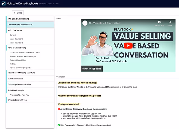 Sales Playbook Example: Value Framework