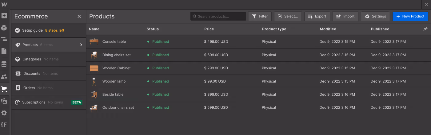 Ecommerce Collection - Carpenters X Webflow Template
