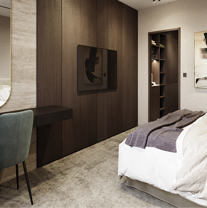 Moderní pokoj v hotelu dělaný - ARCO truhlářstvím 