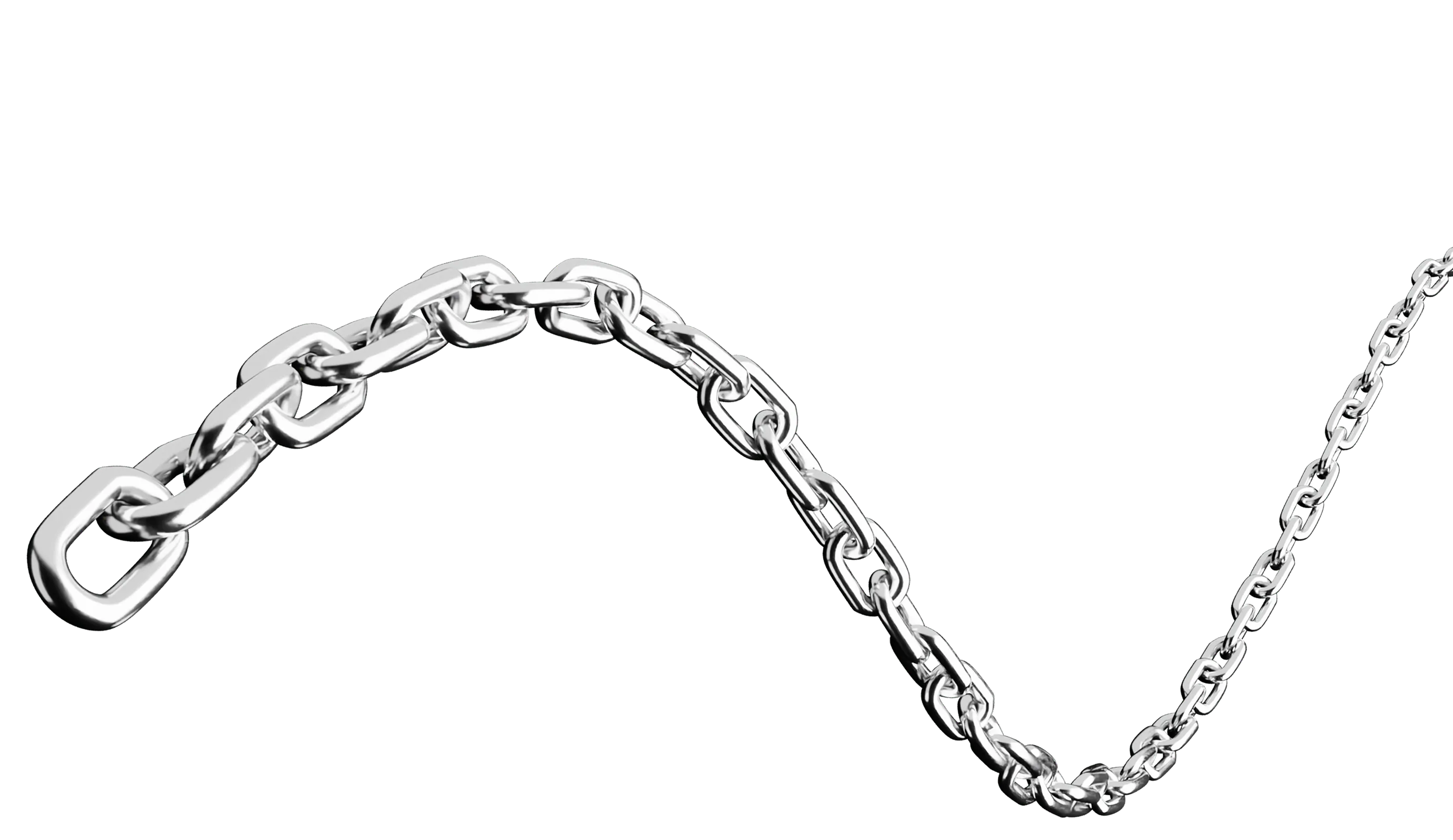 Curved metallic chain on black background symbolizing system interdependence and infrastructure robustness.