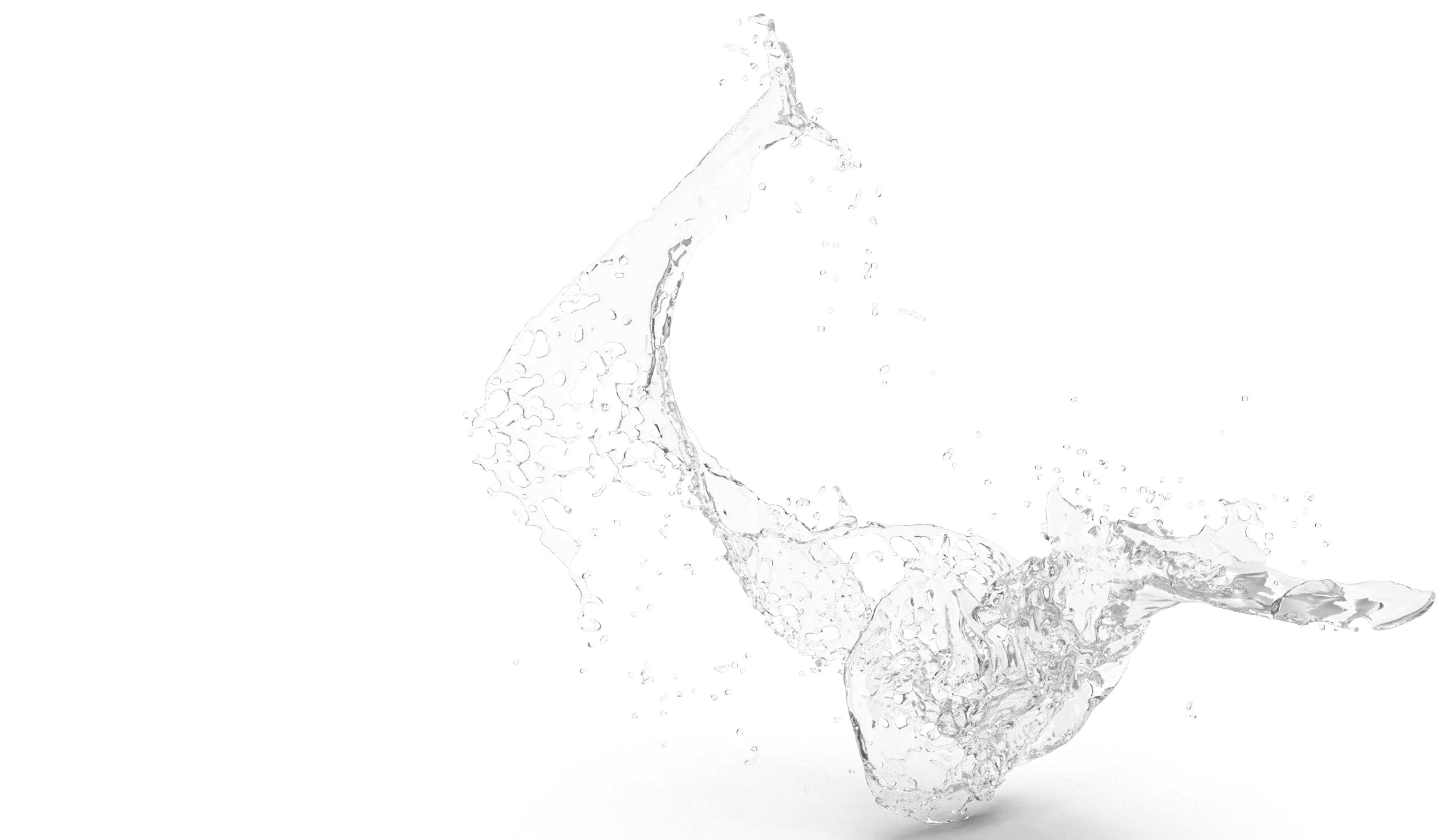 Dynamic water splash on white background symbolizing data fluidity, transparency, and real-time movement.