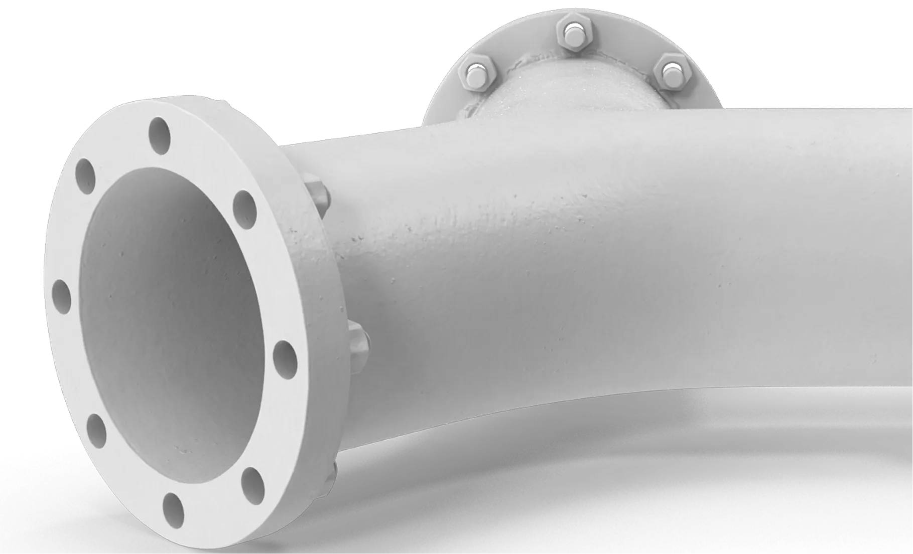 Industrial metal pipe connection representing continuous data flow and system integration.