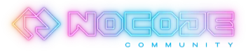 NoCode brand logo with stylized text and a coding symbol.