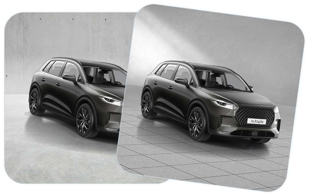 Cars on different background and floor