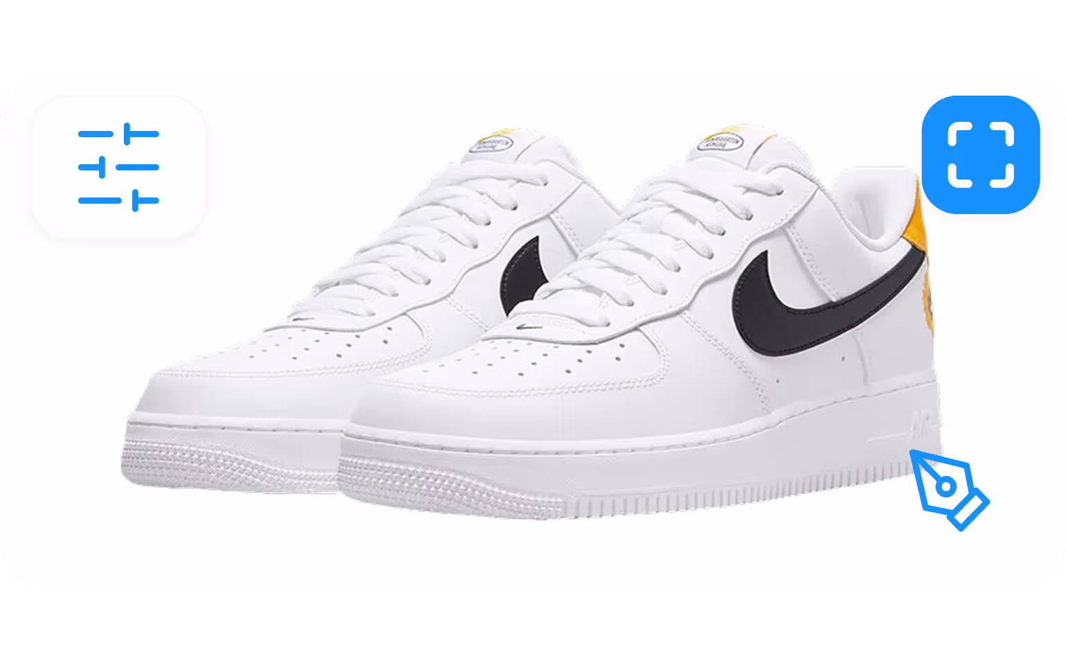 White Sneakers on light background with editing icons