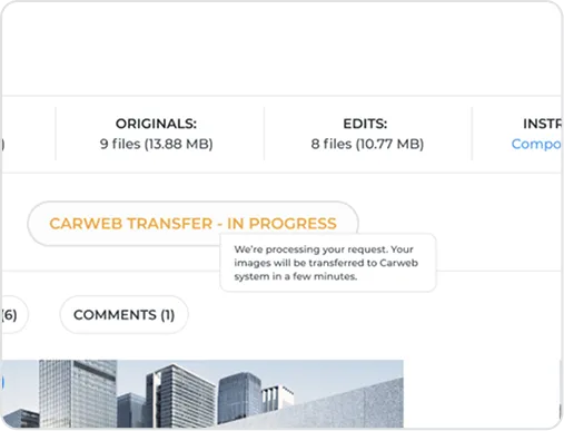 Skjermbilde av behandlingsstatus
