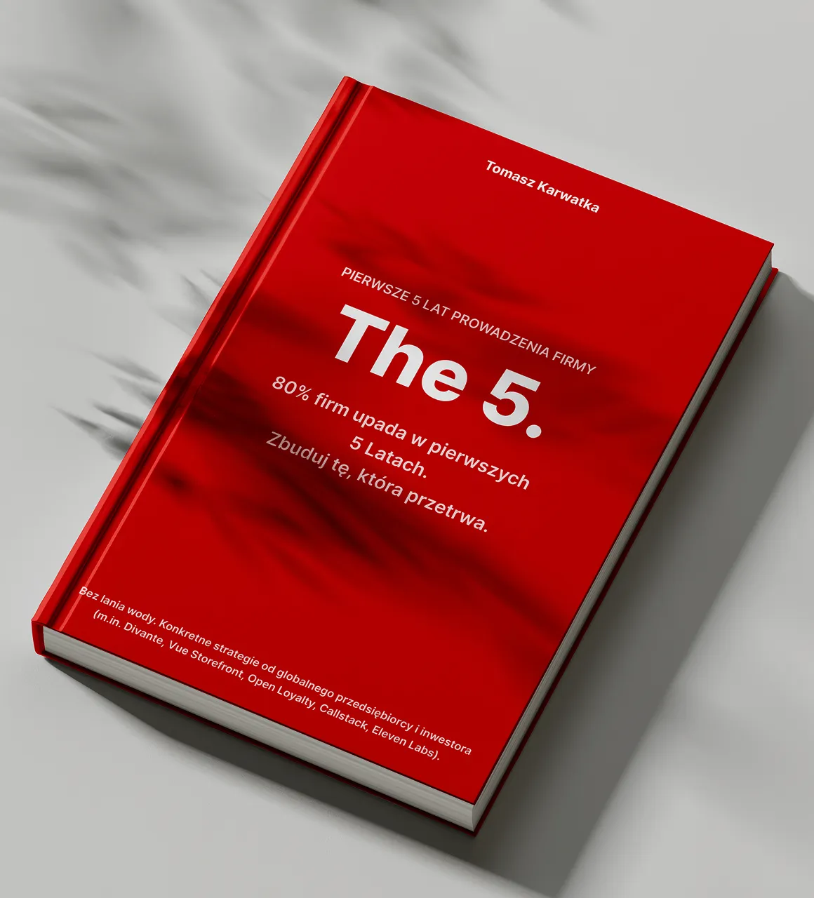 a book in red cover and title "The 5."