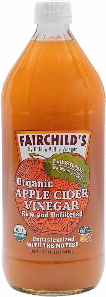 Amazon.com : Fairchild's Organic Apple Cider Vinegar with the Mother, 32 oz. Washington State organic apples, undiluted 25% stronger,no concentrate, glass bottle : Grocery & Gourmet Food