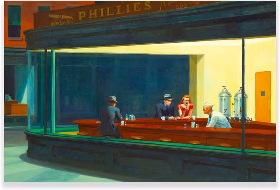 Amazon.com: Edward Hopper Nighthawks Poster - Famous Painting Poster - Surrealist Oil Painting Wall Decor - Modern Canvas Wall Art for Living Room Office Unframed (Nighthawks,24x36in/60x90cm): Posters & Prints