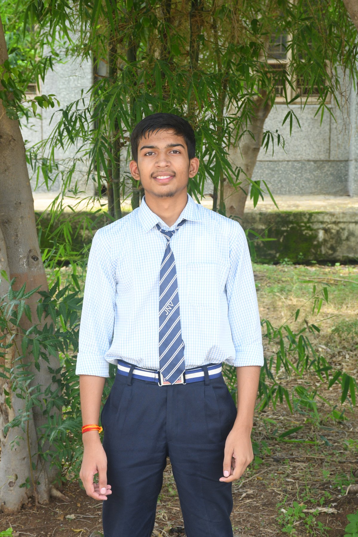 Portrait of Prakhyat Jaiswal, a JNV Barwani student headed to IIT Hyderabad