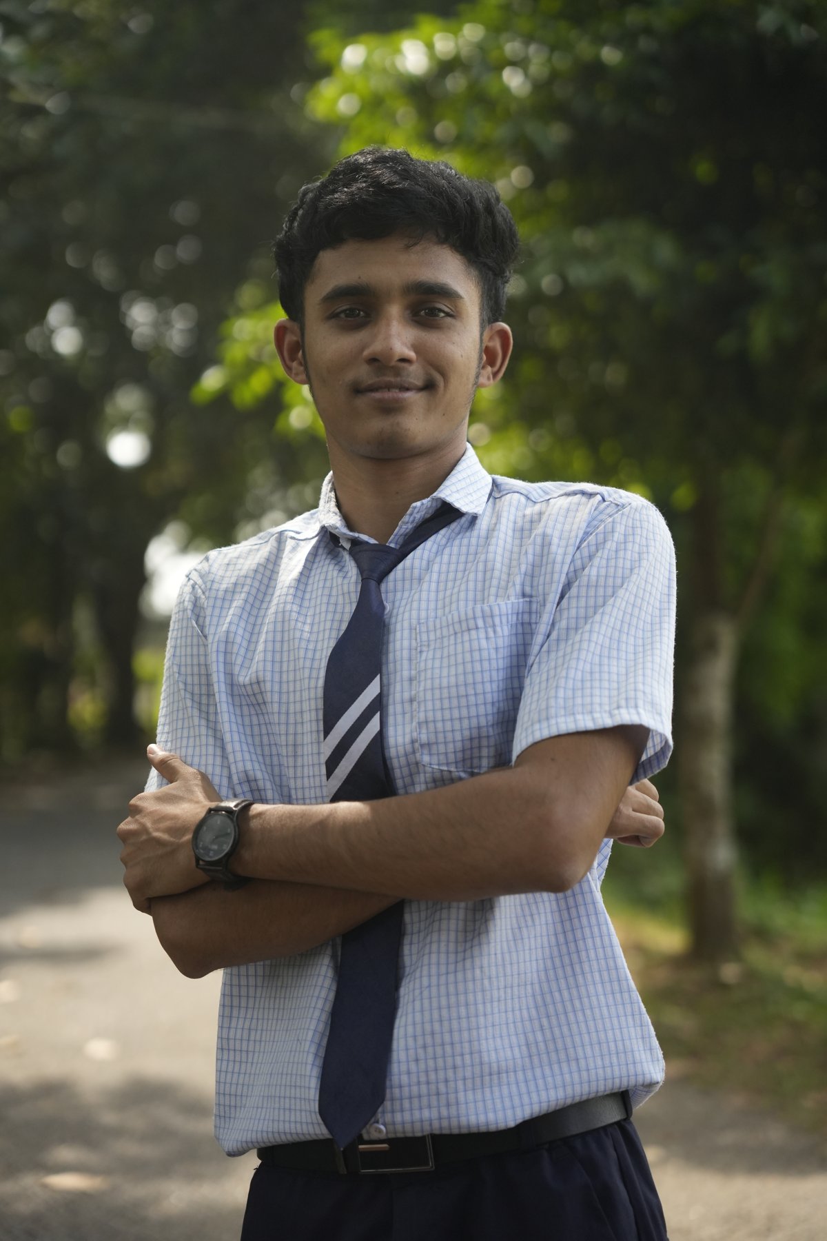Portrait of Moodu Akhil, a JNV Kottayam student headed to IIT Madras
