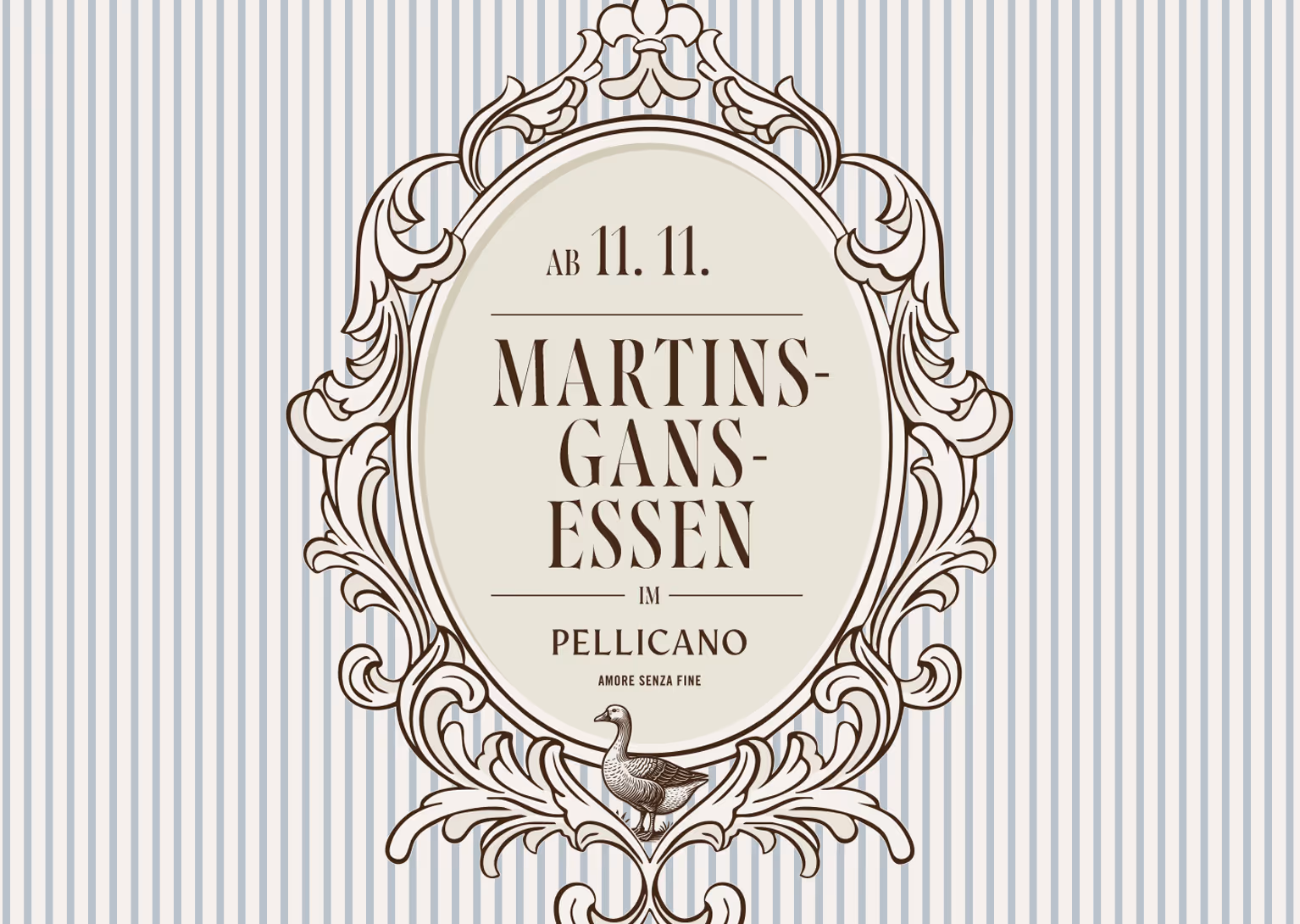 Ankündigung des Martinsgansessens ab dem 11. November im Pellicano Hamburg.