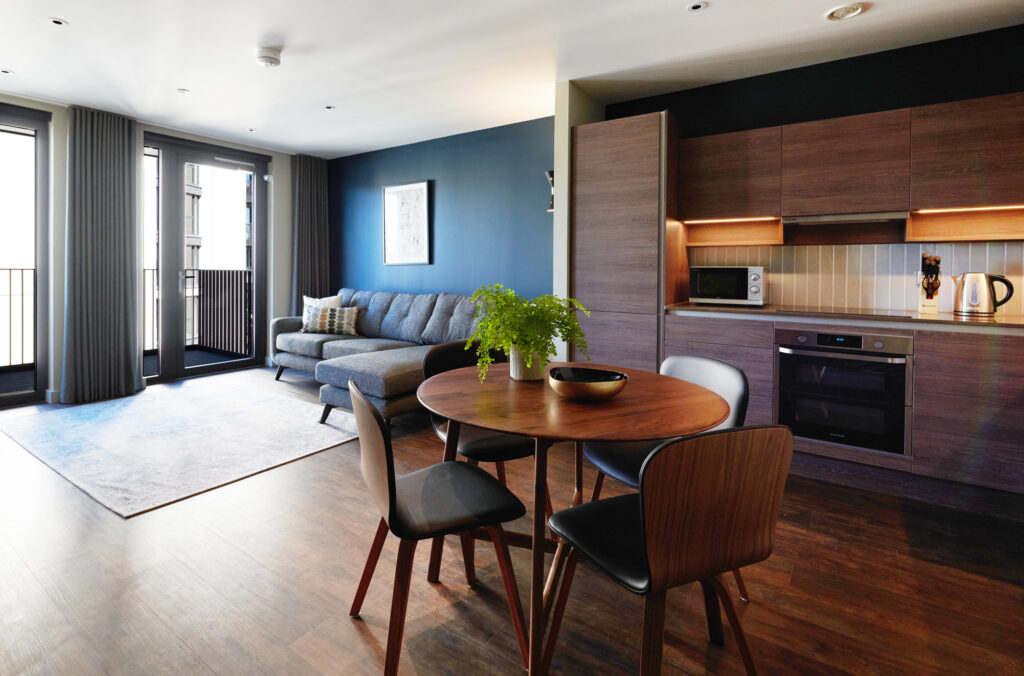 Corporate Housing in London - Synergy Madison Kitchen and Living Area