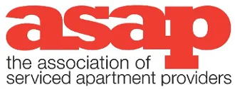 Logo of the Association of Serviced Apartment Providers (ASAP) with bold red text.