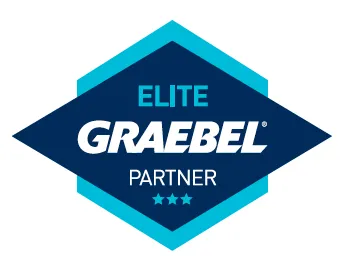 A diamond-shaped "Elite Graebel Partner" badge with a blue and teal color scheme.