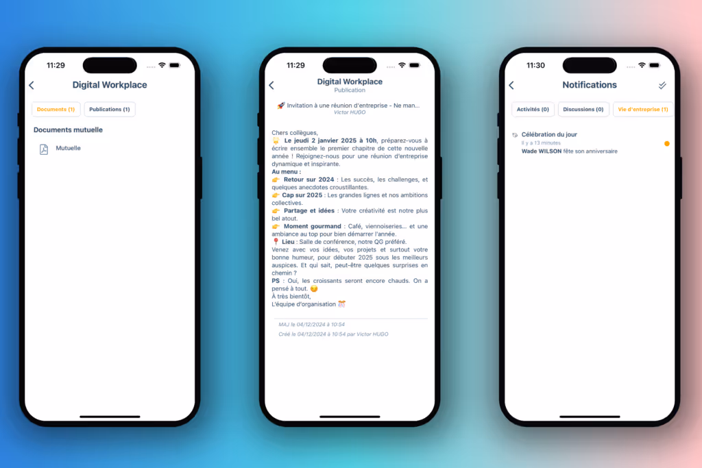 Accédez depuis votre téléphone aux documents de l'entreprise et de suivre les événements de sa sa société