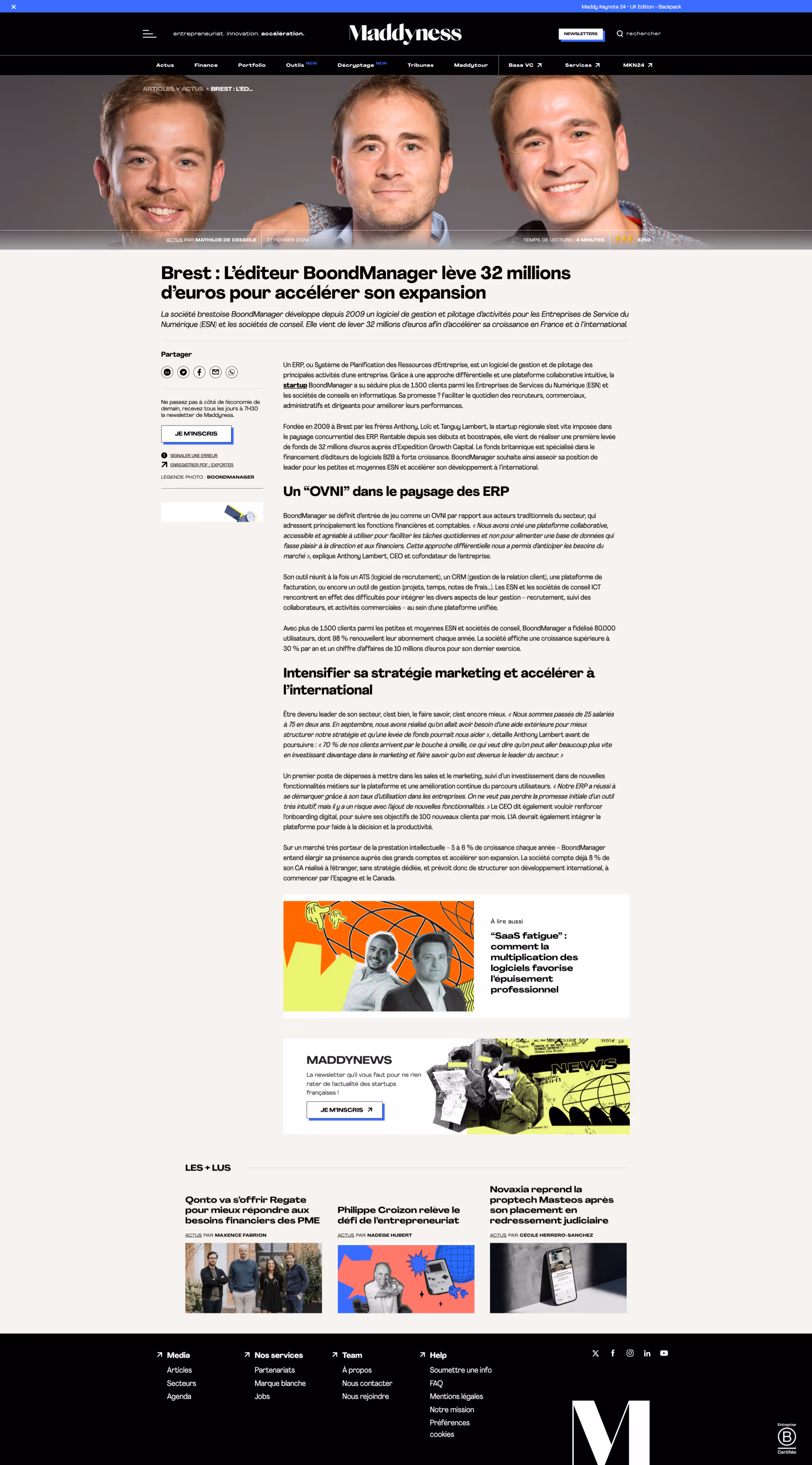 BoondManager lève 32 millions d’euros 